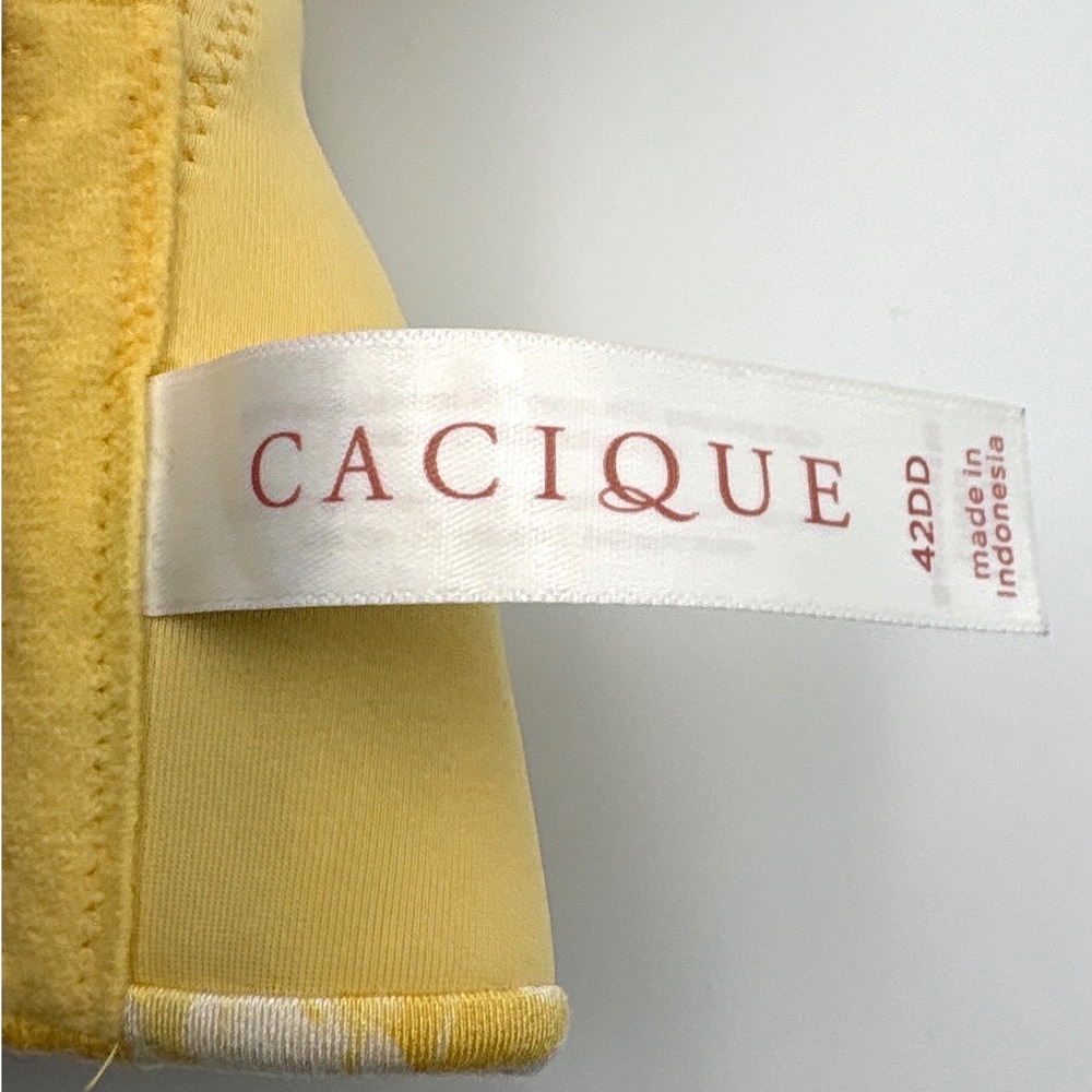 Cacique Yellow Floral Lightly Lined Balconette Bra 42DD Underwire Adjustable - Picture 7 of 10